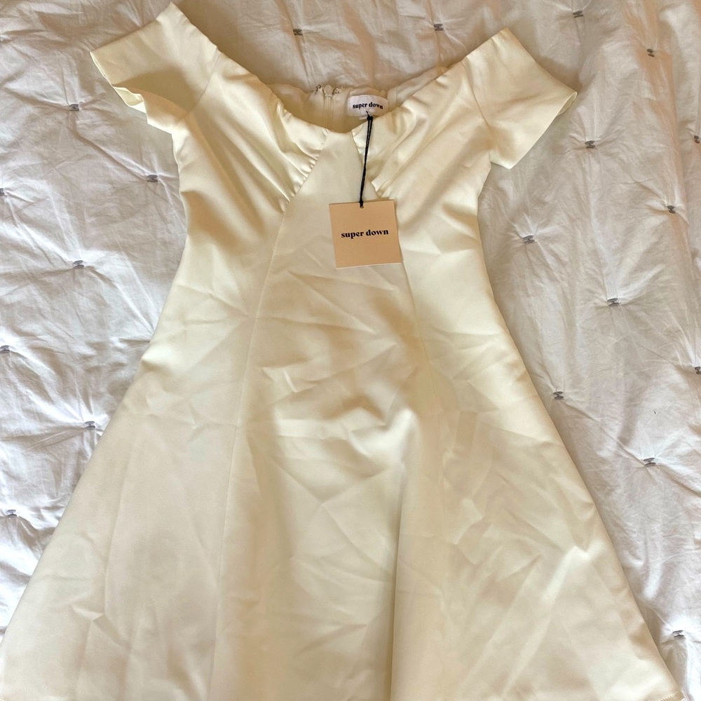 new super down white dresses.